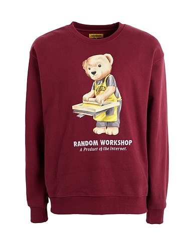 MARKET Sweatshirt RANDOM WORKSHOP BEAR CREWNECK	 Burgundy 100% Cotton