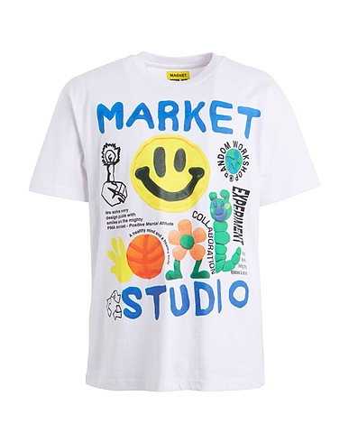 MARKET Camiseta básica SMILEY COLLAGE TEE
 Blanco 100% Algodón