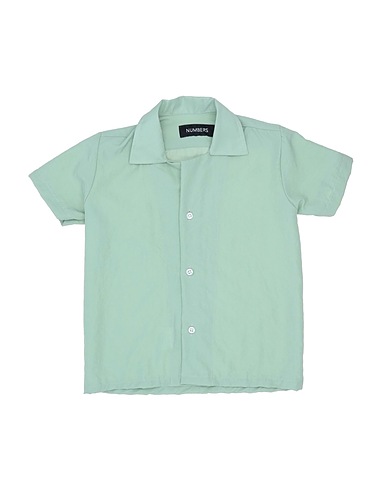NUMBERS. Solid color shirt Sage green 97% Cotton, 3% Elastane