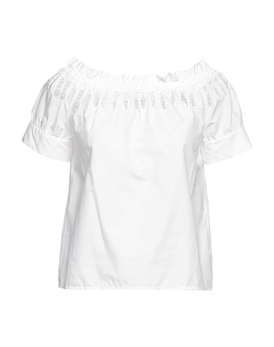 LIU •JO Off-the-shoulder top White 100% Cotton
