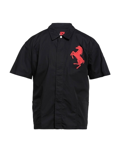 FERRARI Solid color shirt Black 100% Cotton