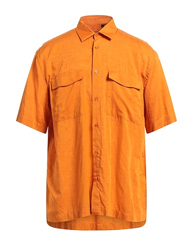 LIU •JO MAN Solid colour shirt Orange 57% Tencel™, 22% Linen, 21% Cotton