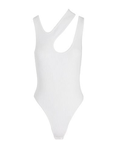 8 by YOOX TOPWEAR KNIT CUT-OUT BODYSUIT
 White 83% Viscose, 15% Recycled polyamide, 2% Elastane