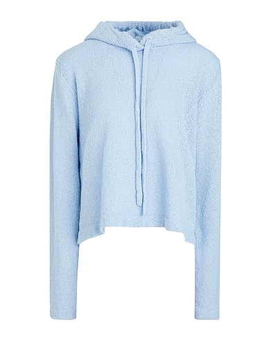 8 by YOOX Jumper BRUSHED KNIT CROPPED HOODIE
 Sky blue 53% Polyester, 44% Cotton, 3% Other Fibres