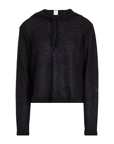 8 by YOOX Pullover BRUSHED KNIT CROPPED HOODIE
 Schwarz 53% Polyester, 44% Baumwolle, 3% Andere Fasern