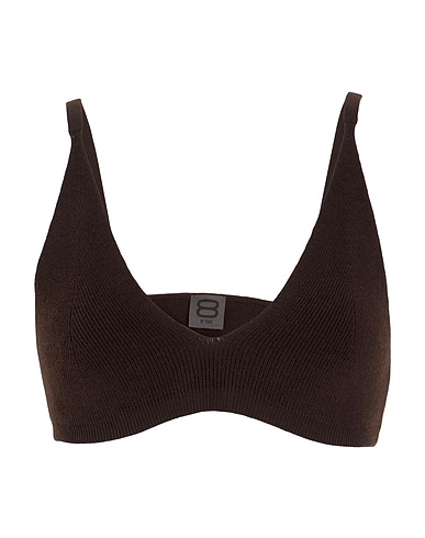 8 by YOOX Crop top SOFT KNIT BRA
 Dark brown 70% Organic cotton, 20% Recycled polyamide, 10% Silk