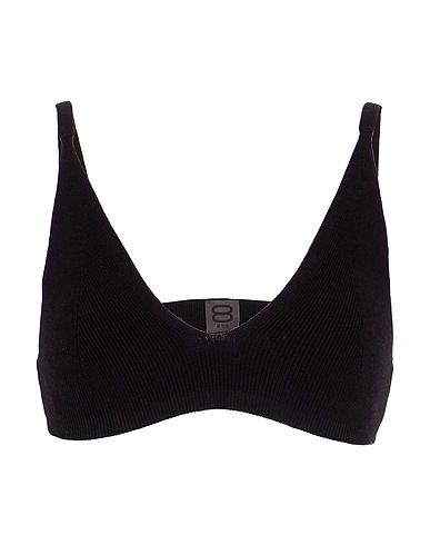 8 by YOOX Crop top SOFT KNIT BRA
 Black 70% Organic cotton, 20% Recycled polyamide, 10% Silk