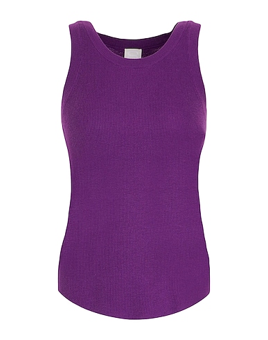 8 by YOOX Top RIBBED KNIT SLIM FIT TANK TOP
 Purple 70% Organic cotton, 20% Recycled polyamide, 10% Silk