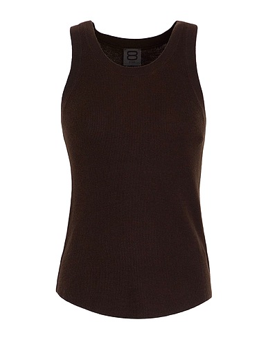 8 by YOOX Top RIBBED KNIT SLIM FIT TANK TOP
 Dark brown 70% Organic cotton, 20% Recycled polyamide, 10% Silk
