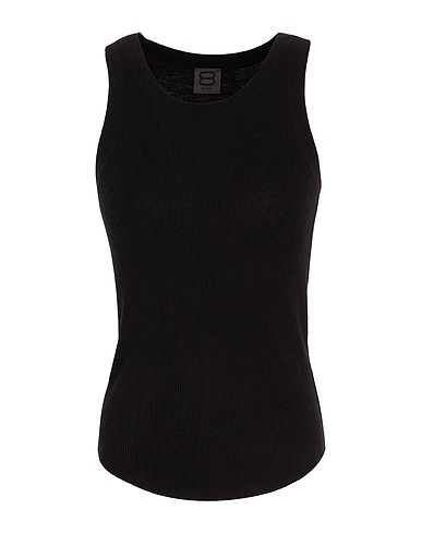 8 by YOOX Top RIBBED KNIT SLIM FIT TANK TOP
 Black 70% Organic cotton, 20% Recycled polyamide, 10% Silk