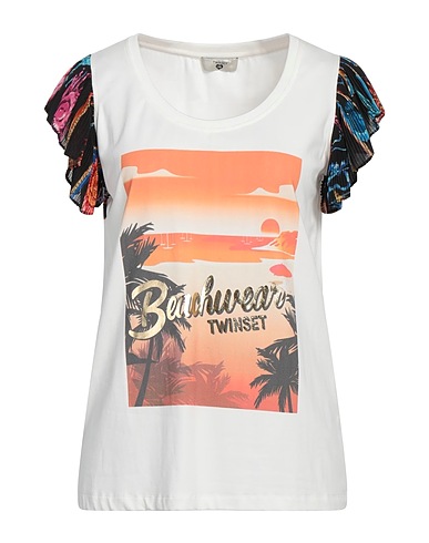 TWINSET T-shirt U&B White 95% Cotton, 5% Elastane, Polyester