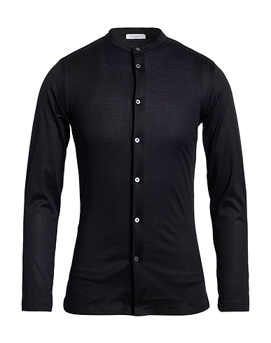 PAOLO PECORA Einfarbiges Hemd Schwarz 100% Baumwolle