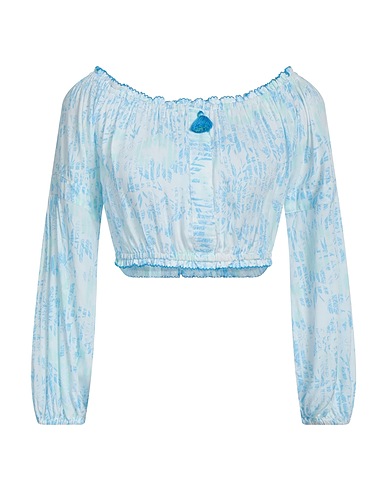 POUPETTE ST BARTH Off-the-shoulder top Sky blue 100% Viscose