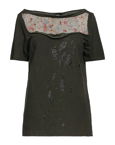 DSQUARED2 T-shirt Dark green 88% Cotton, 12% Viscose, Silk