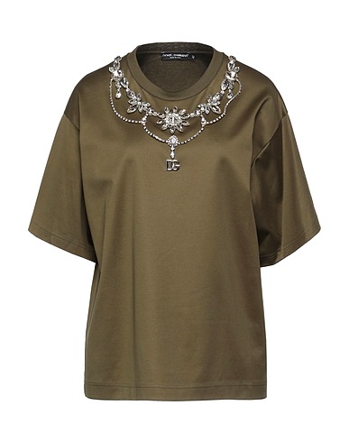 DOLCE&GABBANA Evening top Military green 100% Cotton, Glass, Brass, Polyester, PVC - Polyvinyl chloride