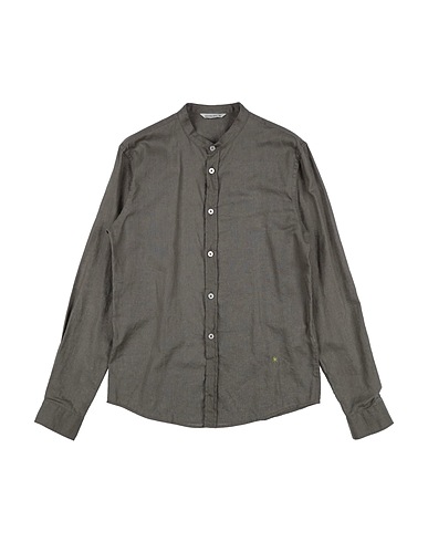 MANUEL RITZ Solid colour shirt Khaki 55% Linen, 45% Cotton