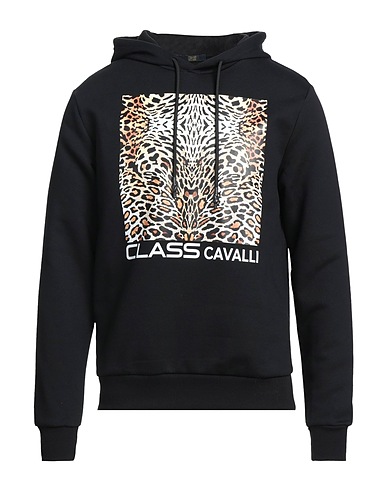CAVALLI CLASS Hooded sweatshirt Black 65% Cotton, 35% Polyester