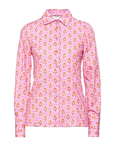 THE ABITO Milano Camicie e bluse a fiori Rosa 97% Cotone, 3% Elastan