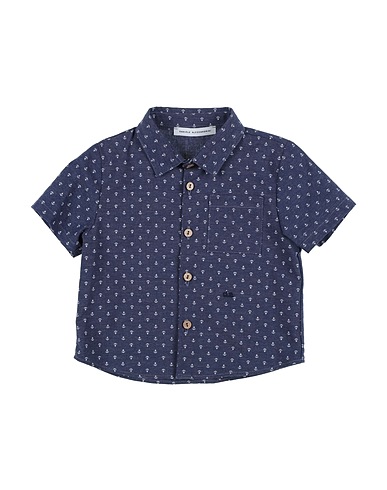 DANIELE ALESSANDRINI Patterned shirt Midnight blue 80% Cotton, 20% Polyester