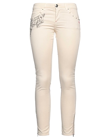 SCEE by TWINSET Casual trouser Ivory 98% Cotton, 2% Elastane