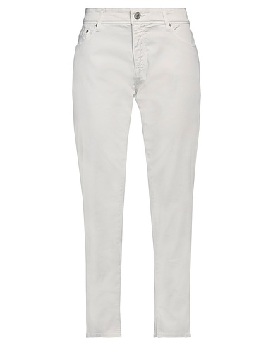 CARE LABEL Casual trouser Off white 98% Cotton, 2% Elastane