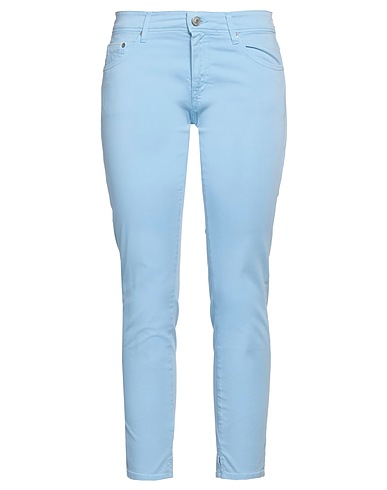 CARE LABEL Casual pants Sky blue 98% Cotton, 2% Elastane