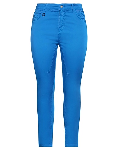 MANILA GRACE Casual trouser Bright blue 93% Cotton, 7% Elastane