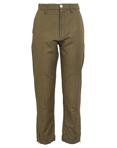 (+) PEOPLE Casual pants Military green 63% Cotton, 37% Linen