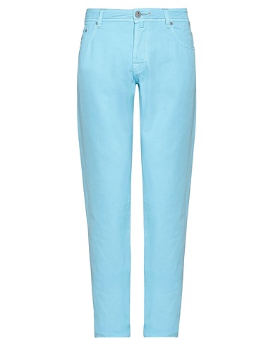 JACOB COHЁN Casual trouser Sky blue 77% Cotton, 23% Linen