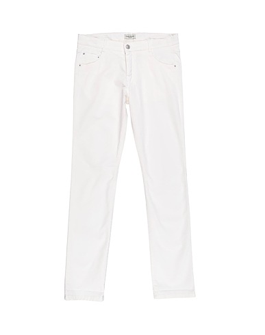 PAOLO PECORA Casual trouser Ivory 98% Cotton, 2% Elastane