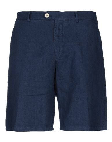 Shop Drumohr Man Shorts & Bermuda Shorts Midnight Blue Size M Linen