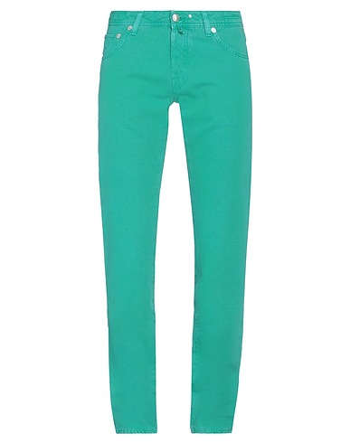 JACOB COHЁN 5-pocket Emerald green 77% Cotton, 23% Linen