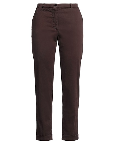 19.70 NINETEEN SEVENTY Casual trouser Dark brown 98% Cotton, 2% Elastane