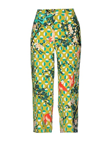 LAURA URBINATI Casual trouser Lime green 95% Viscose, 5% Elastane