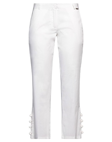 SCEE by TWINSET Casual trouser White 97% Cotton, 3% Elastane