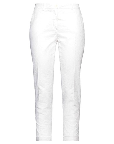 19.70 NINETEEN SEVENTY Casual trouser White 97% Cotton, 3% Elastane