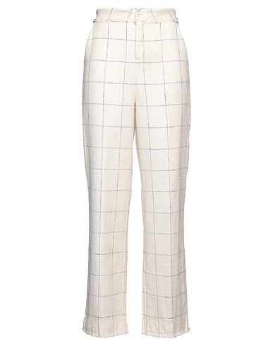 MANILA GRACE Pantalone Avorio 57% Cotone, 34% Lino, 7% Poliammide, 2% Poliestere