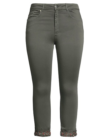 CRISTINAEFFE Casual trouser Military green 98% Cotton, 2% Elastane