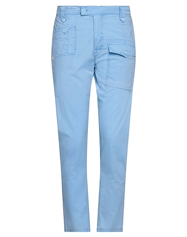 DANIELE ALESSANDRINI Casual trouser Sky blue 97% Cotton, 3% Elastane