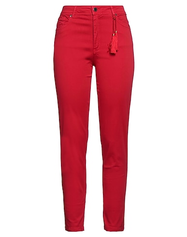 CRISTINAEFFE Casual trouser Red 98% Cotton, 2% Elastane