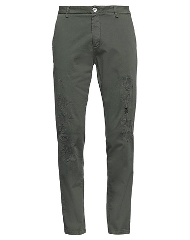 AGLINI Casual trouser Dark green 97% Cotton, 3% Elastane