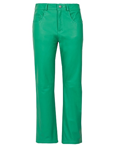 8 by YOOX Casual trouser Green 100% Lambskin