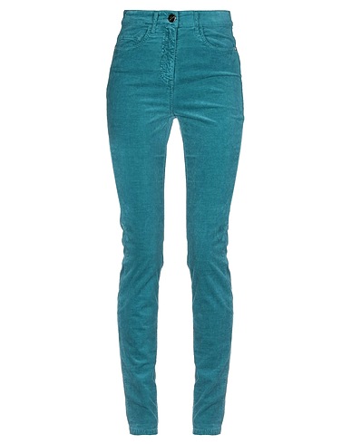 ELISABETTA FRANCHI JEANS Casual trouser Deep teal 79% Cotton, 19% Modal, 2% Elastane