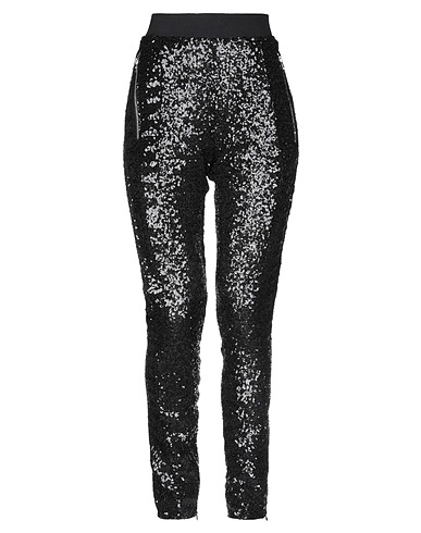AMEN Casual trouser Black 100% Polyester, Cotton, Elastane