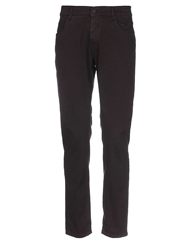 DANIELE ALESSANDRINI Casual trouser Chocolate brown 97% Cotton, 3% Elastane