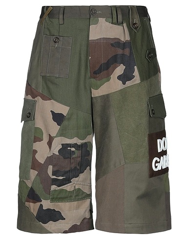 DOLCE&GABBANA Shorts & Bermuda Military green 100% Cotton, Polyurethane