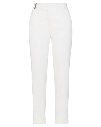 PESERICO Casual pants Ivory 98% Cotton, 2% Elastane