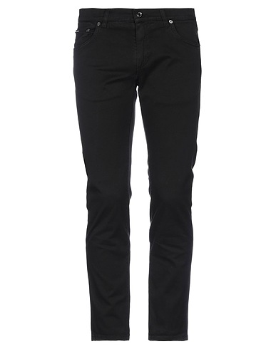 DOLCE&GABBANA 5-pocket Black 98% Cotton, 2% Elastane, Cow leather