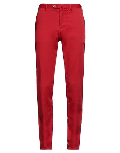ISAIA Casual trouser Tomato red 98% Cotton, 2% Elastane