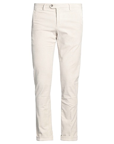 B SETTECENTO Casual trouser Off white 97% Cotton, 3% Elastane